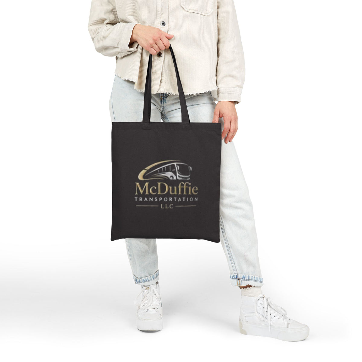McDuffie Transportation Canvas Tote Bag — Logo Eco Grocery Market Shopper