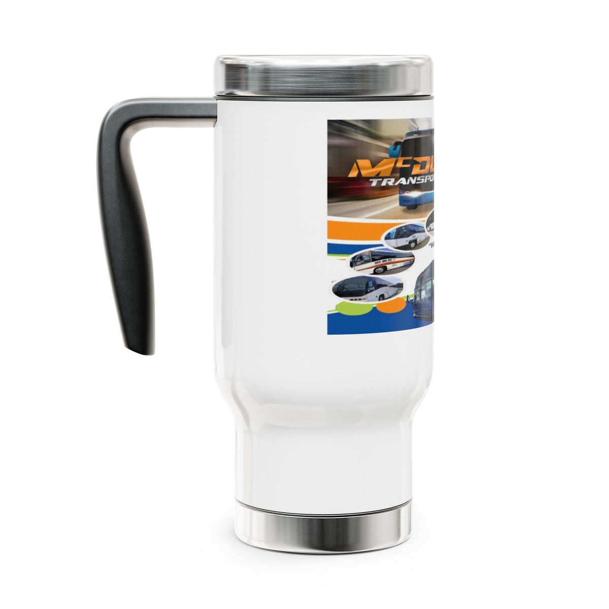 Transportation Company Logo Travel Mug — 14oz Stainless Steel Insulated with Handle